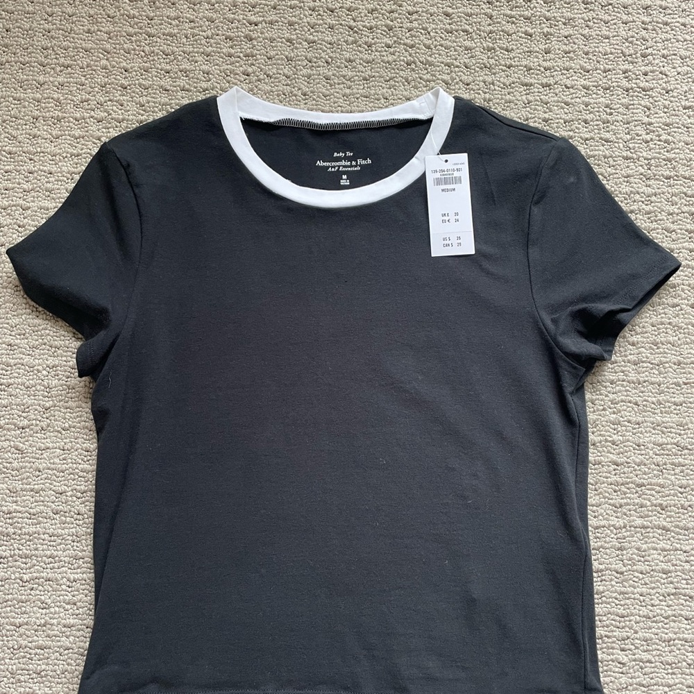 Abercrombie & Fitch Black Tee with White Trim
